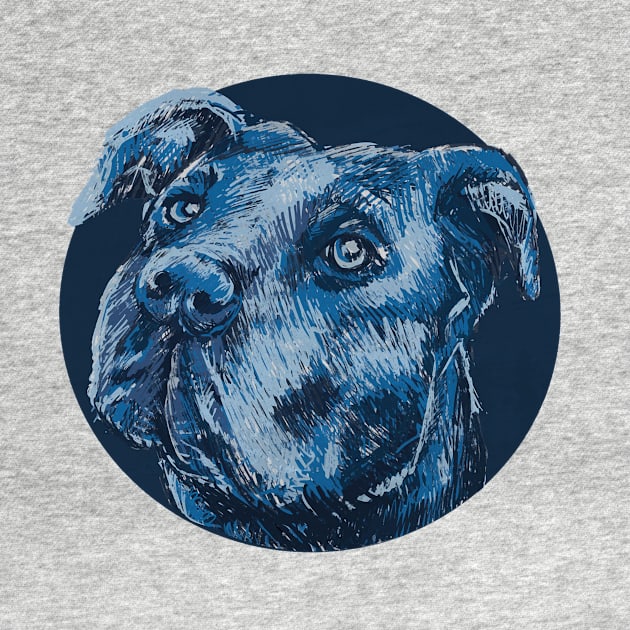 Blue pitbull dog animal portrait by Picasso_design1995